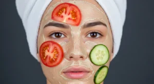 ماسك الطماطم والخيار: لتنظيم الإفرازات والحفاظ على الإنتعاش للبشرة الدهنية 